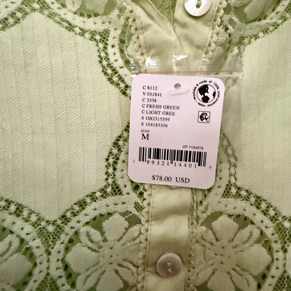 FREE PEOPLE Jae Knit Long Sleeve / Fresh Green NWT PTP 18” medium - Picture 6 of 7